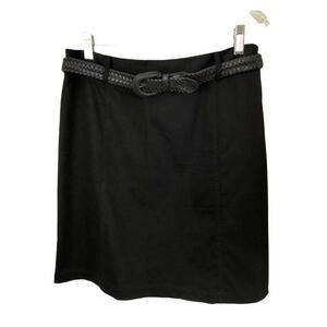 Worthington Career Pencil Stretch Skirt Lined Above Knee Size 10 with Belt Black